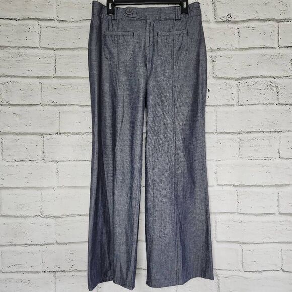 elevenses Pants - Elevenses Womens Gray Cotton Textured Wide Leg Pants Size 6